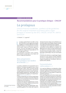 Le prolapsus Recommandations pour la pratique clinique – CNGOF DOSSIER