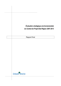 Évaluation stratégique environnementale du Contrat de Projet Etat Région 2007-2013 Rapport final