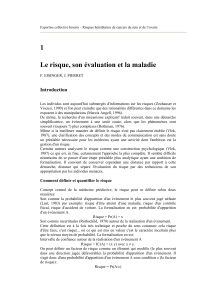 1 Le risque, son évaluation et la maladie Introduction