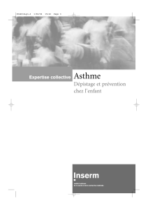 Asthme Dépistage et prévention chez l’enfant Expertise collective