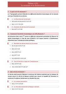 Thème 6 (E): La monnaie et le financement