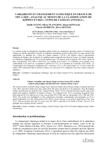 VARIABILITÉ ET CHANGEMENT CLIMATIQUE EN FRANCE DE