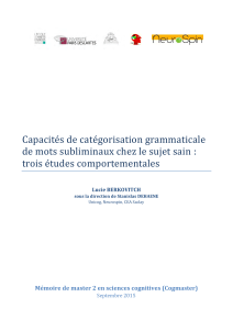 Capacités de catégorisation grammaticale trois études comportementales