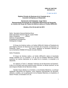 Statement, Venezuela on behalf of the GRULAC