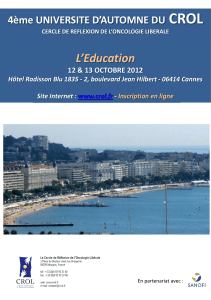 CROL L’Education 4ème UNIVERSITE D’AUTOMNE DU 12 &amp; 13 OCTOBRE 2012