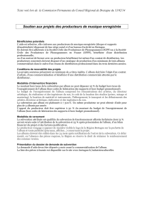 Soutien aux projets des producteurs de musique enregistrée