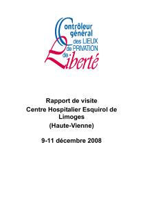 Rapport de visite Centre Hospitalier Esquirol de Limoges (Haute-Vienne)
