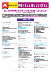 Les jPO dans L'enseignement suPérieur 2014/2015 - Académie de Bordeaux