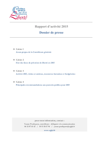 Rapport d’activité 2015 Dossier de presse