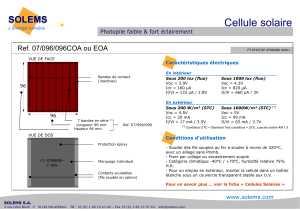 Cellule solaire SOLEMS Ref. 07/096/096COA ou EOA Photopile faible &amp; fort éclairement