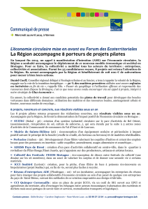 Communiqué de presse La Région accompagne 8 porteurs de projets pilotes