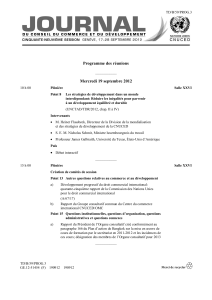 Programme des réunions Mercredi 19 septembre 2012