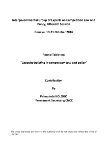 Capacity building in competition law and policy, Pahouindé KOLOGO, Permanent Secretary, CNCC Burkina Faso