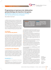 Programmes et parcours de rééducation périprothétique de hanche et de genou