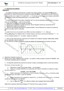 Oscillations mécaniques forcées (4 Maths)  Série physique n° : 14
