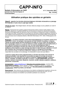 CAPP-INFO  Utilisation pratique des opioïdes en gériatrie Bulletin d’information du CAPP