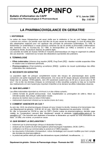 CAPP-INFO LA PHARMACOVIGILANCE EN GERIATRIE Bulletin d’information du CAPP N° 8, Janvier 2000