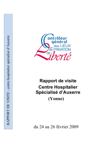 Rapport de visite Centre Hospitalier Spécialisé d’Auxerre