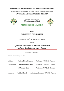 Synthèse de dimère à base de résorcinol MÉMOIRE DE MASTER