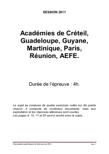 Académies de Créteil, Guadeloupe, Guyane, Martinique, Paris, Réunion, AEFE.