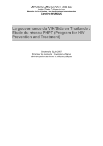 La gouvernance du VIH/Sida en Thaïlande : Prevention and Treatment)