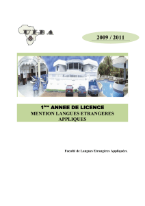 2009 / 2011 1 ANNEE DE LICENCE