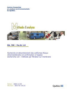MA. 700 – Fec.Ec 1.0 Recherche et dénombrement des coliformes fécaux