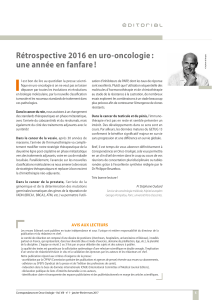I Rétrospective 2016 en uro-oncologie : une année en fanfare !