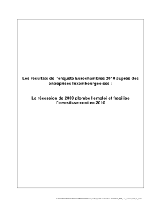 Les résultats de l’enquête Eurochambres 2010 auprès des entreprises luxembourgeoises :
