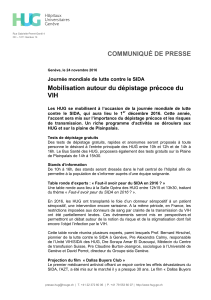 Mobilisation autour du dépistage précoce du VIH COMMUNIQUÉ DE PRESSE