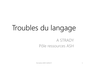 Troubles du langage A STRADY Pôle ressources ASH