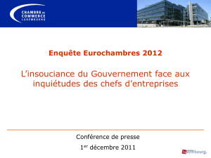 L’insouciance du Gouvernement face aux inquiétudes des chefs d’entreprises Enquête Eurochambres 2012