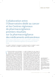 Collaboration entre l’Observatoire dédié au cancer et les Centres régionaux de pharmacovigilance :