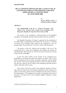 De la constitutionnalité de la loi n°11 du 20 janvier 2011 portant révision de certains articles de la constitution du 18 février 2006