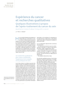 M Expérience du cancer et recherches qualitatives Quelques illustrations à propos