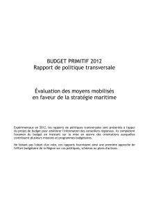 BUDGET PRIMITIF 2012 Rapport de politique transversale Évaluation des moyens mobilisés