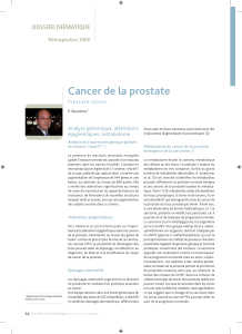 Cancer de la prostate DOSSIER THÉMATIQUE Prostate cancer Analyse génomique, altérations