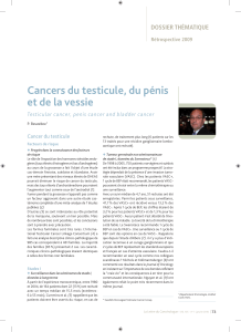 Cancers du testicule, du pénis et de la vessie DOSSIER THÉMATIQUE