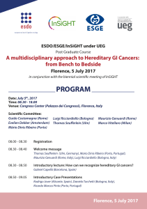 PROGRAM A multidisciplinary approach to Hereditary GI Cancers: from Bench to Bedside