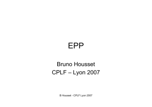 EPP Bruno Housset CPLF – Lyon 2007 B Housset - CPLF Lyon 2007