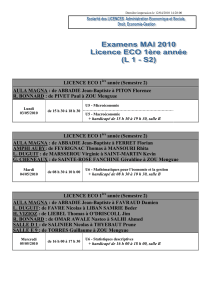 LICENCE ECO 1 année (Semestre 2)