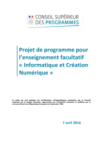 -- Télécharger le projet de programme pour un enseignement facultatif d'ICN :