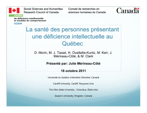 La santé des personnes présentant une déficience intellectuelle au Québec