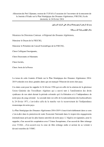Allocution du Prof. Djenane, recteur de l’UFAS à l’occasion de... la Journée d’Etude sur le Plan Stratégique des Douanes Algériennes,...