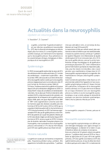 L Actualités dans la neurosyphilis DOSSIER Update on neurosyphilis
