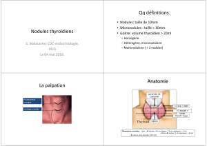 Qq définitions. Nodules thyroïdiens Anatomie La palpation