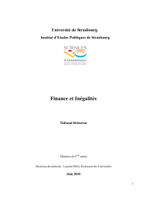 Finance et Inégalités  Université de Strasbourg Institut d'Etudes Politiques de Strasbourg