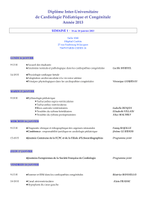 Diplôme  Inter-­‐‑Universitaire     de  Cardiologie  Pédiatrique  et  Congénitale   Année  2013  