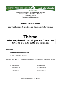 République  Algérienne Démocratique  et Populaire Université Abou Bakr Belkaid– Tlemcen Faculté des Sciences