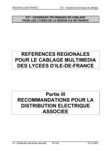 REFERENCES REGIONALES POUR LE CABLAGE MULTIMEDIA DES LYCEES D’ILE-DE-FRANCE Partie III